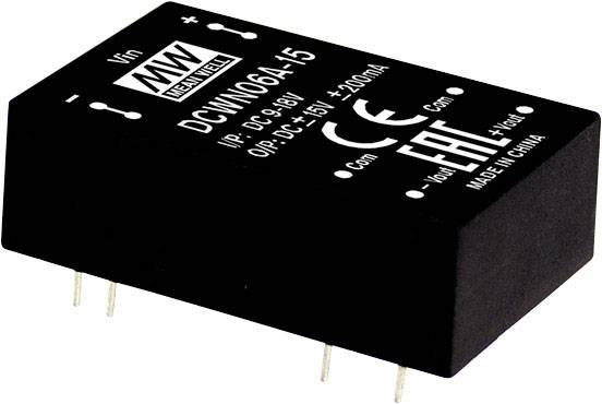 MEAN WELL DCWN06C-05 DC/DC pretvarački modul 36 V/DC → 5 V/DC, -5 V/DC 500 mA 6 W