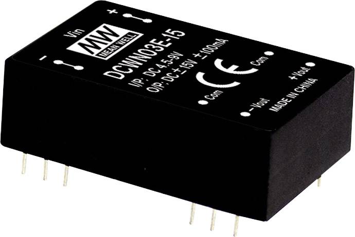 MEAN WELL DCWN03E-05 DC/DC pretvarački modul 4,5 V/DC → 5 V/DC, -5 V/DC 300 mA 3 W