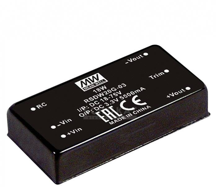MEAN WELL RSDW20H-12 DC/DC pretvarač 43 V/DC → 12 V/DC 1,67 A 20 W
