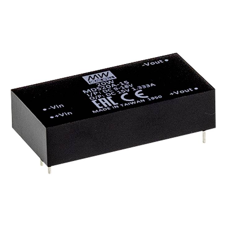 MEAN WELL MDS20A-15 DC/DC pretvarač 12 V → 15 V 1,333 A 20 W