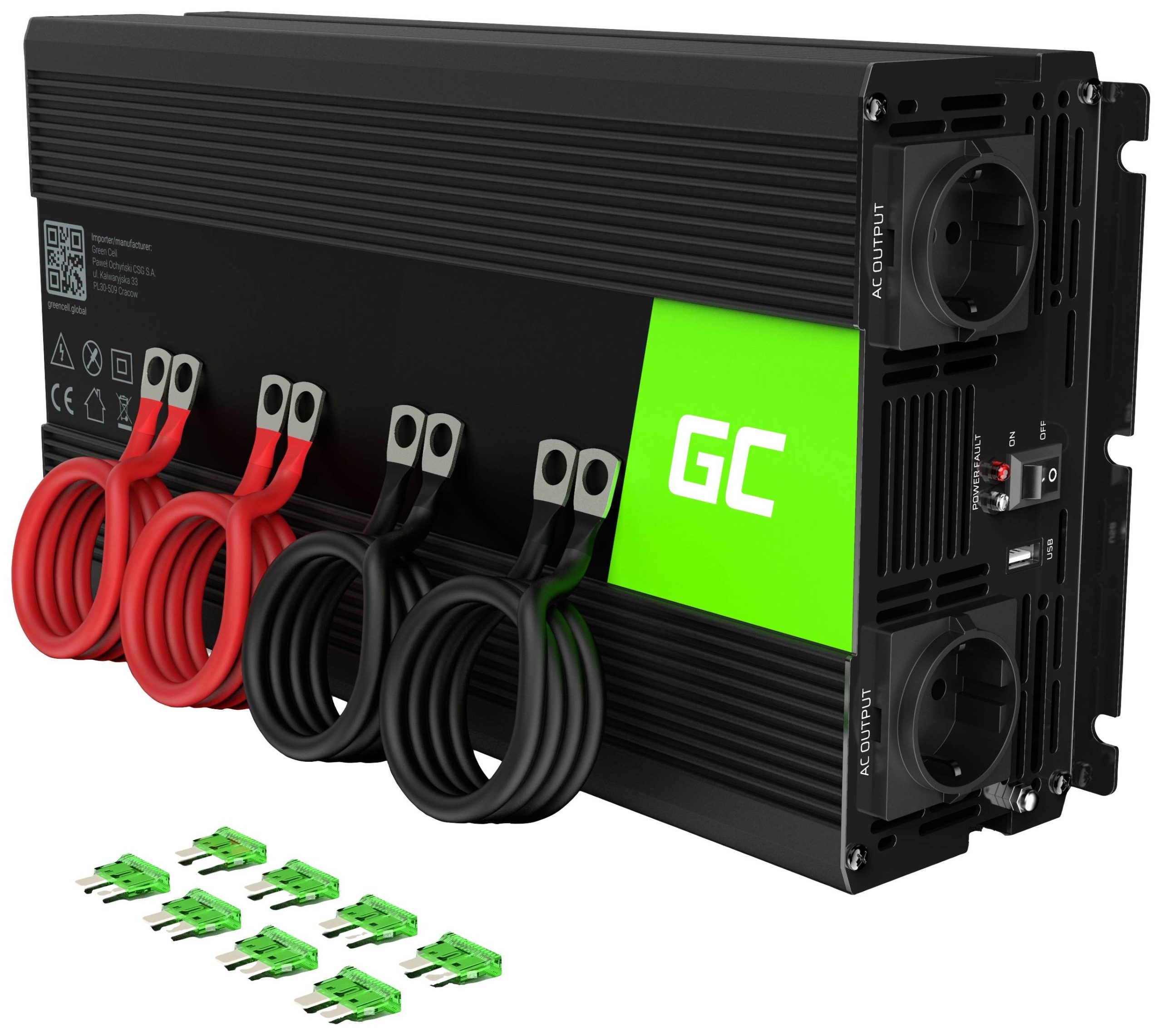 Green INV10 inverter 12 V → 230 V 2000 W 4000 W