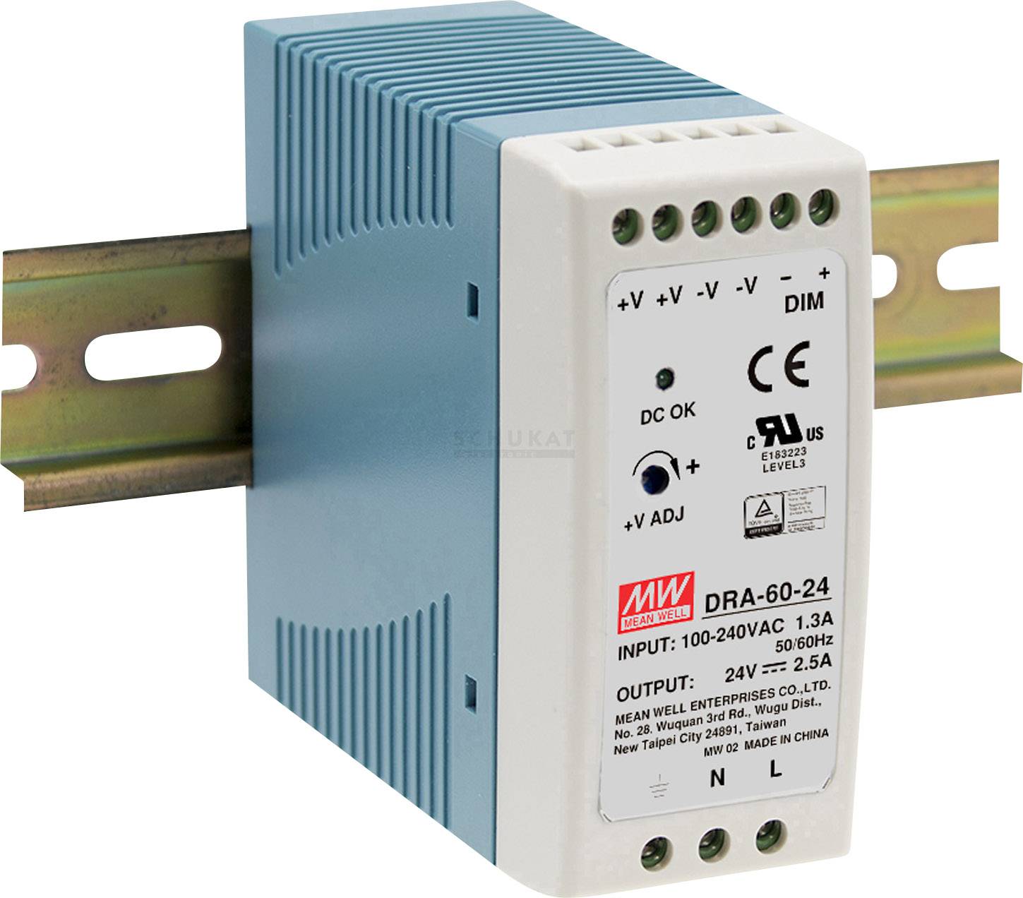 MEAN WELL DRA-60-24 napajanje za DIN šinu 90-264V / AC, 47-63Hz → 24 V/DC 2,5 A