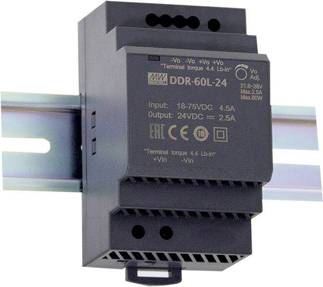 MEAN WELL DDR-60G-24 DC/DC pretvarač za DIN šinu 9-36 V/DC → 24 V/DC 2,5 A