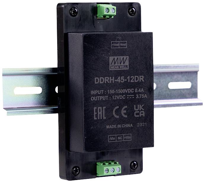 MEAN WELL DDRH-45-15DR DC/DC pretvarač za DIN šinu 150 V/DC → 15 V/DC 1 x zavrtanjska stezaljka