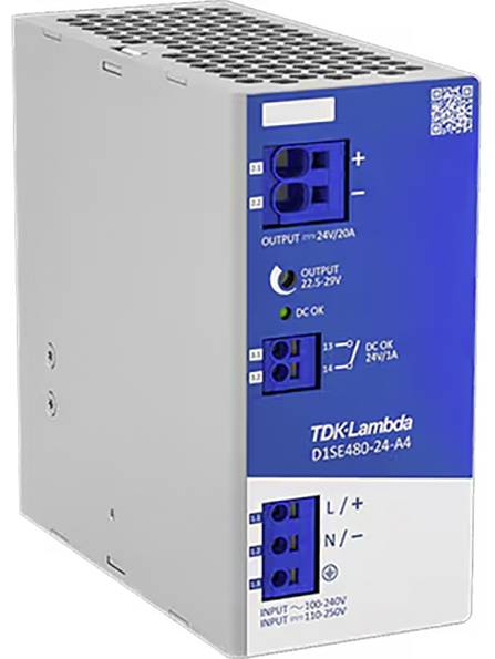 TDK-Lambda D1SE480-24-A4 napajanje za DIN šinu 90 V/AC, 93 V/DC → 22,5 V 480 W Push-I stezaljka