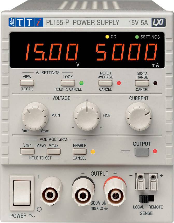 PL155-P laboratorijsko napajanje sa podesivim naponom 115 V/AC, 230 V/AC → 15 V/DC 5 A 75 W