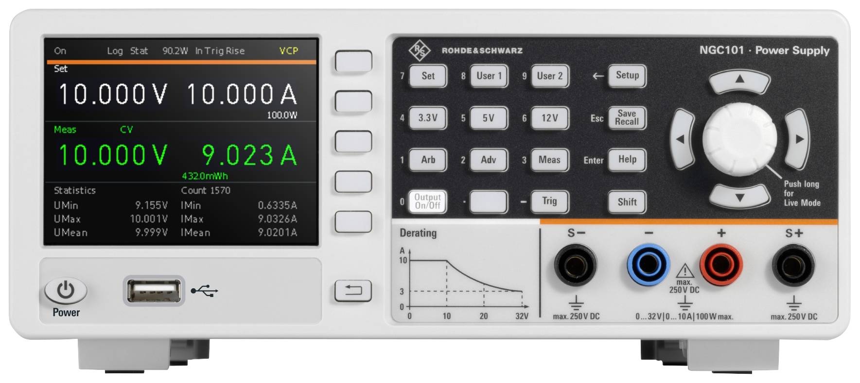 Rohde & Schwarz R&S®NGC101 laboratorijsko napajanje sa podesivim naponom 32 V 10 A 100 W