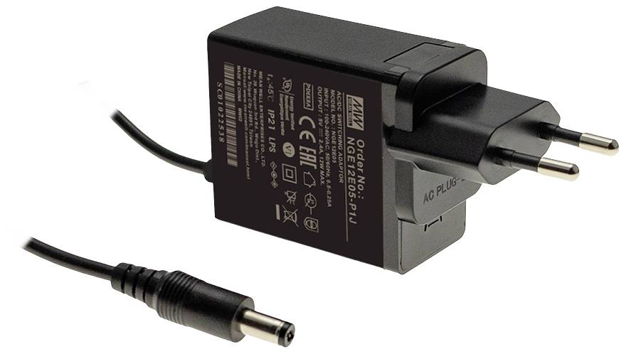 MEAN WELL NGE12E15-P1J adapter za napajanje sa fiksnim naponom 370 V → 15 V/DC 12 W šuplji utikač 5,5/2,1