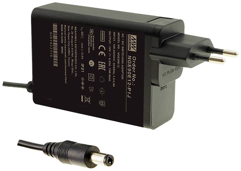 MEAN WELL NGE90E24-P1J adapter za napajanje sa fiksnim naponom 370 V → 24 V/DC 90 W šuplji utikač 5,5/2,1