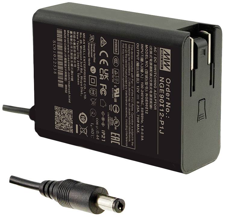 MEAN WELL NGE90I15-P1J adapter za napajanje sa fiksnim naponom 370 V → 15 V/DC 82,5 W šuplji utikač 5,5/2,1