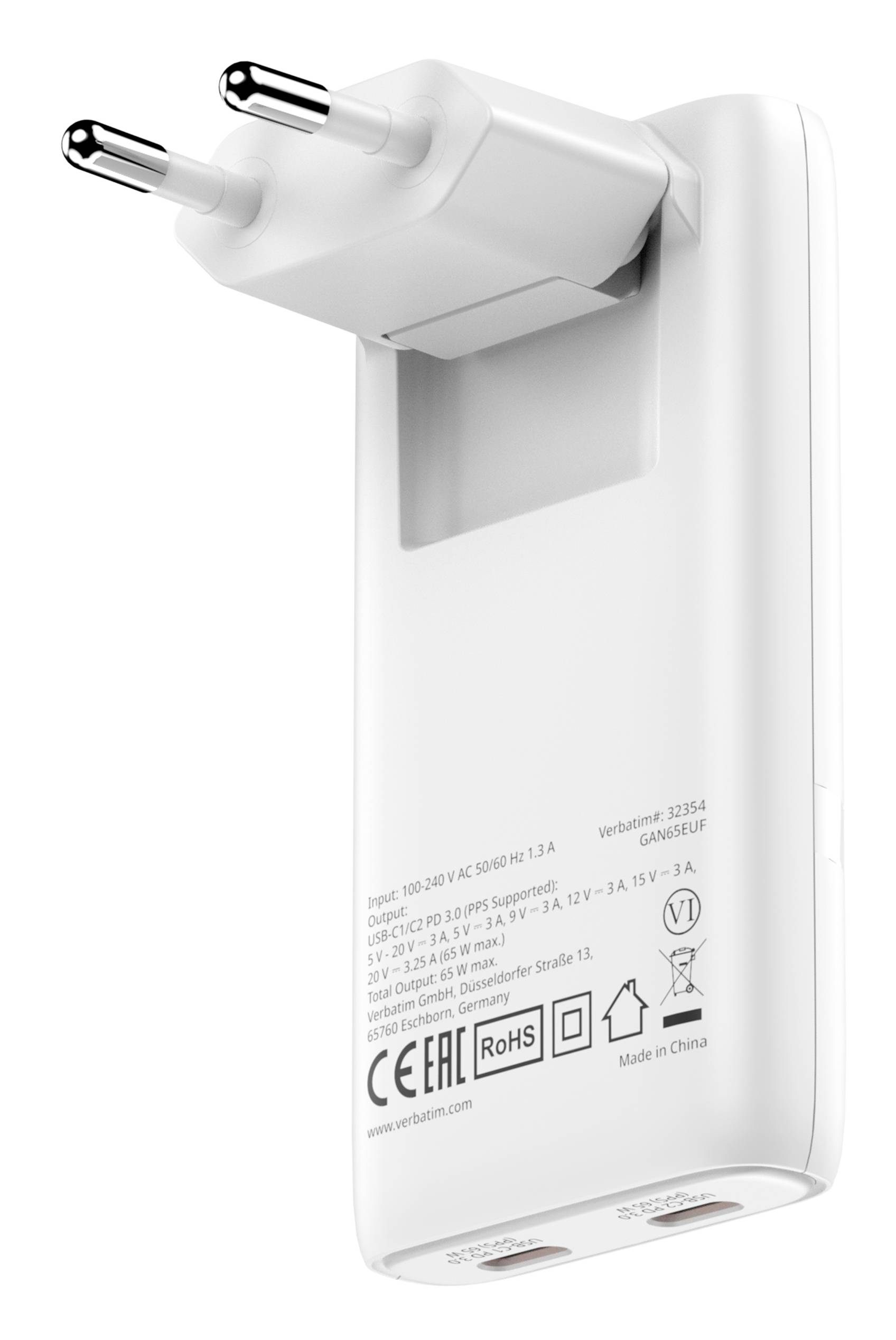 Verbatim 32355 napajanje 100 - 240 V → 20 V 65 W 2 x