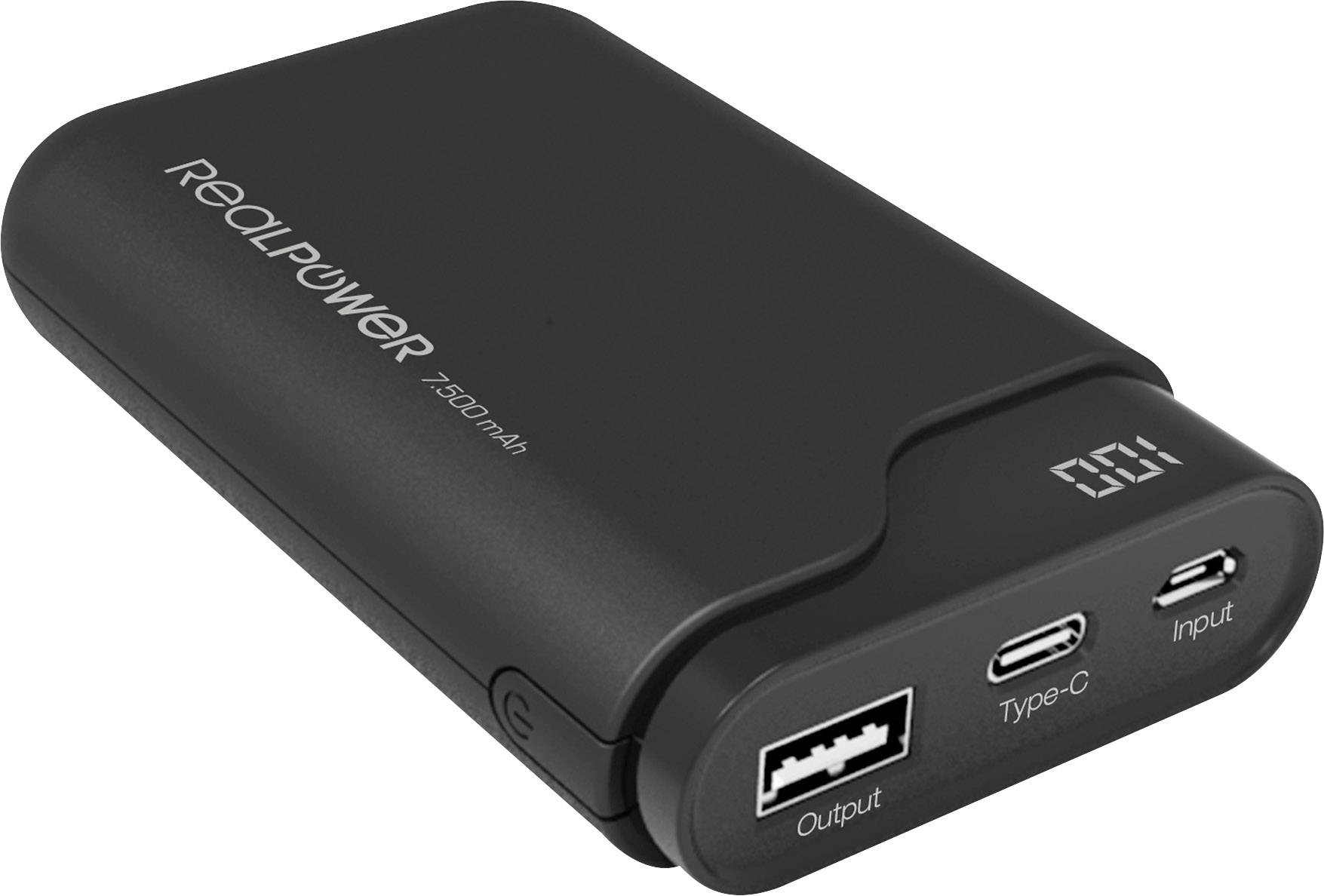 RealPower PB-7500C powerbank prenosna baterija Li-Ion 7500 mAh (D x Š x V) 2,2 x 10,3 x 6,35 mm