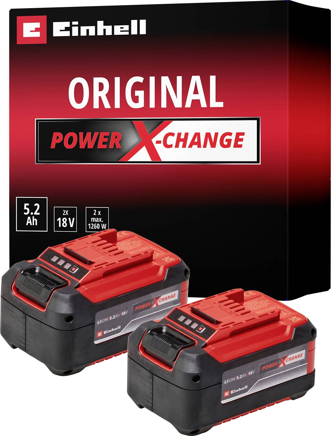 Einhell akumulator za električni alat Li-Ion 5,2 Ah specijalna veličina (D x Š x V) 123 x 77 x 73 mm
