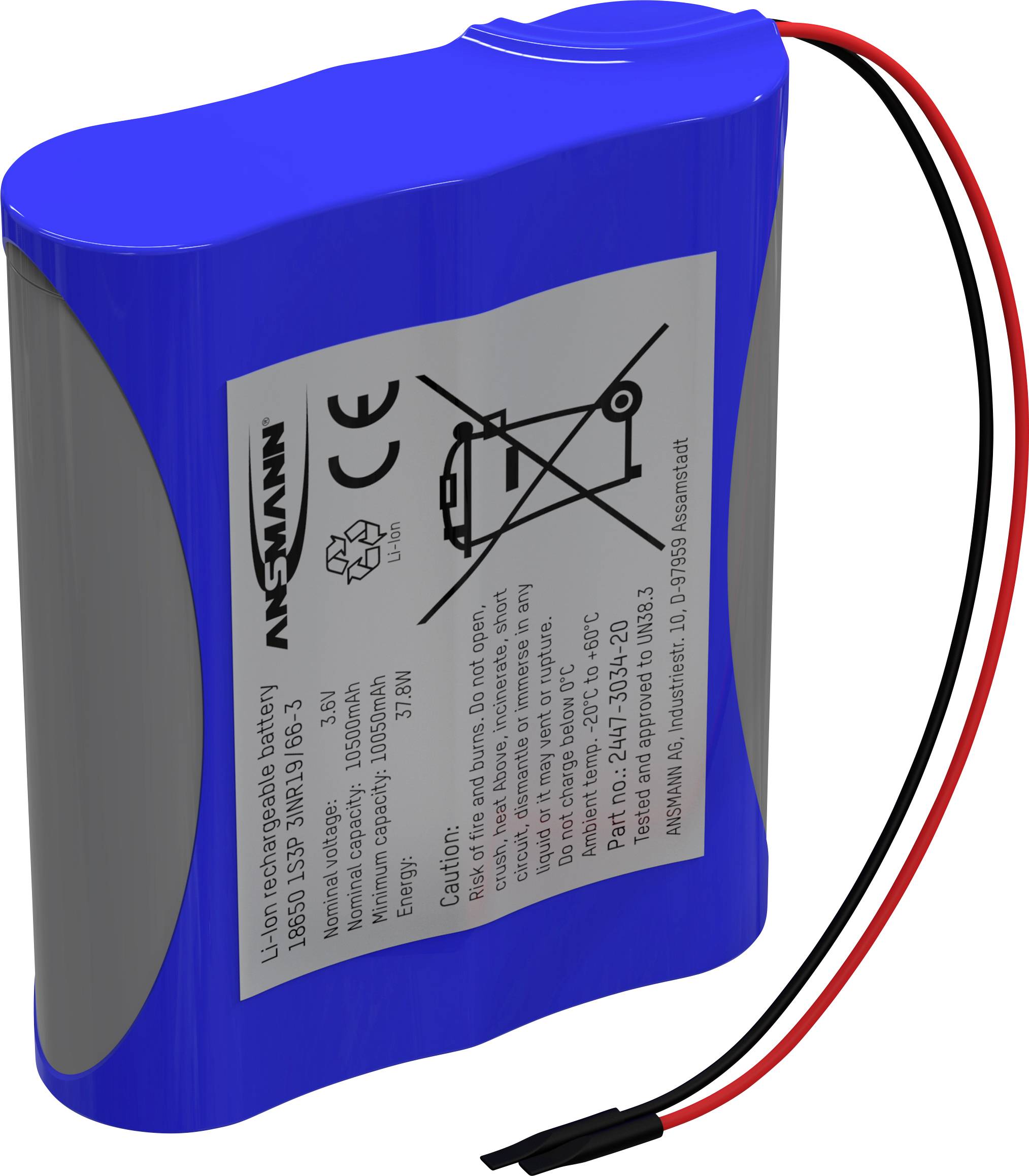 Ansmann 1S3P akumulatorski paket Li-Ion 3,6 V 10500 mAh 18650