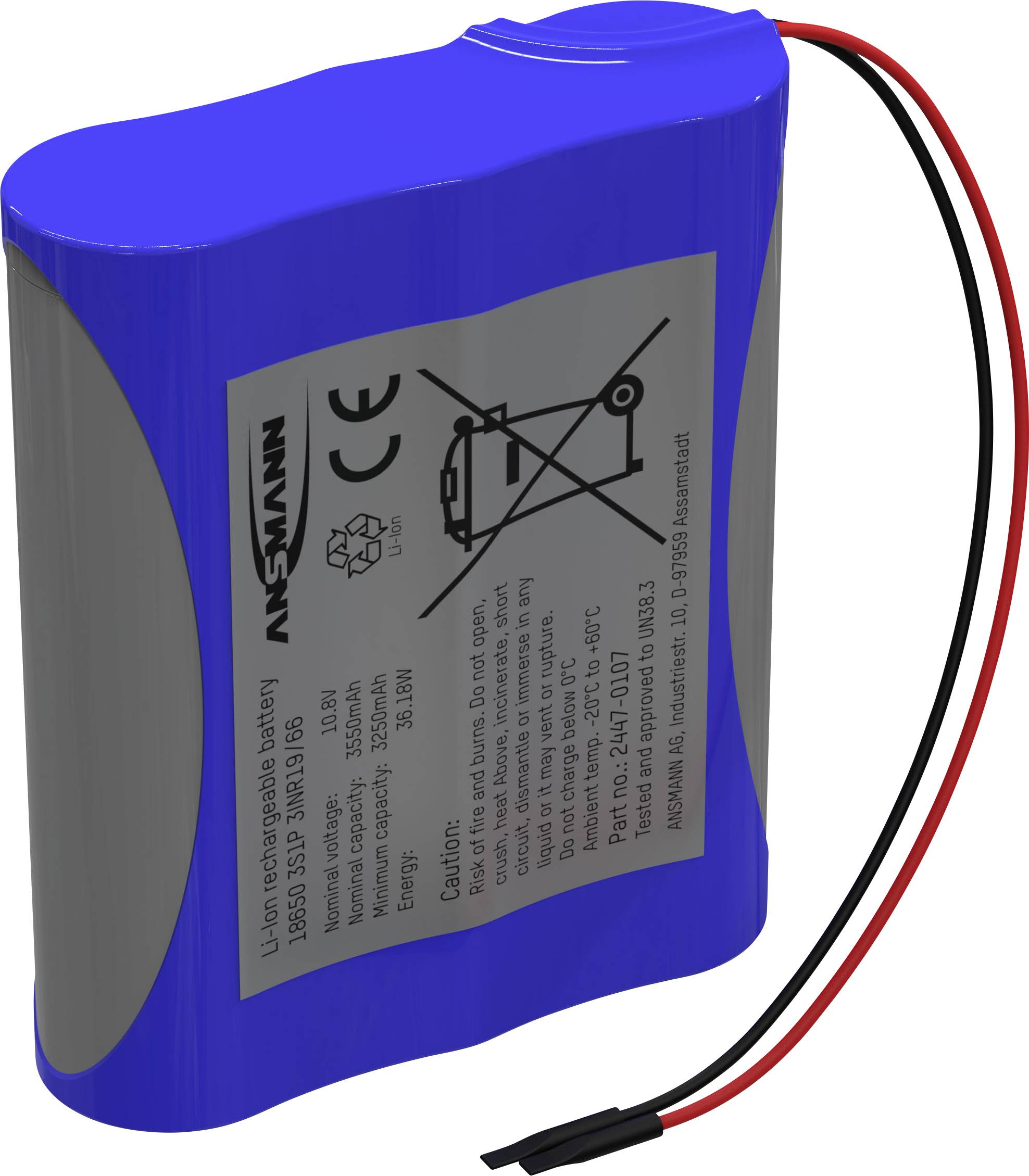 Ansmann 3S1P akumulatorski paket Li-Ion 10,8 V 3350 mAh 18650