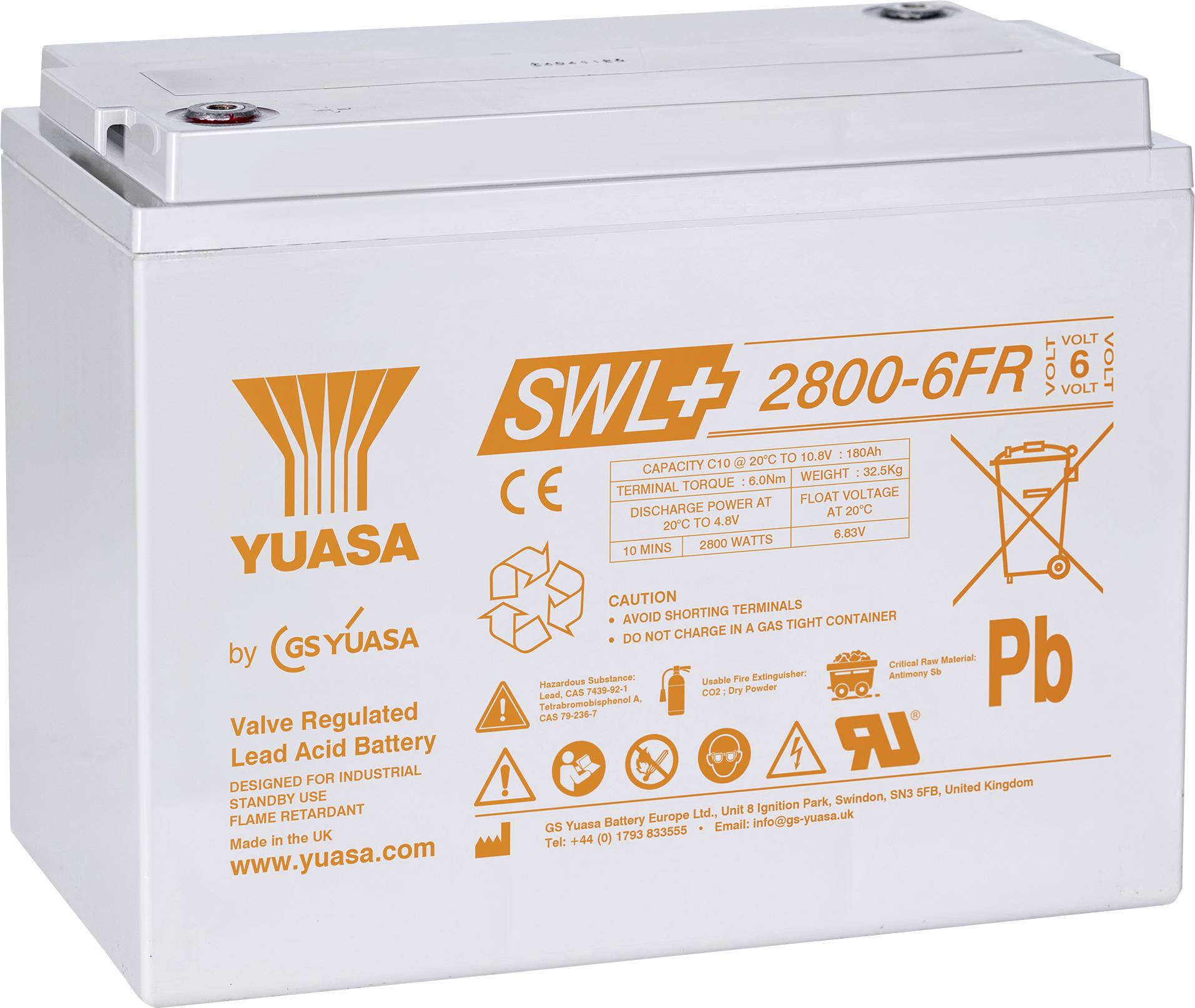 Yuasa SWL+2800-6FR olovni akumulator olovni AGM 6 V 180 Ah