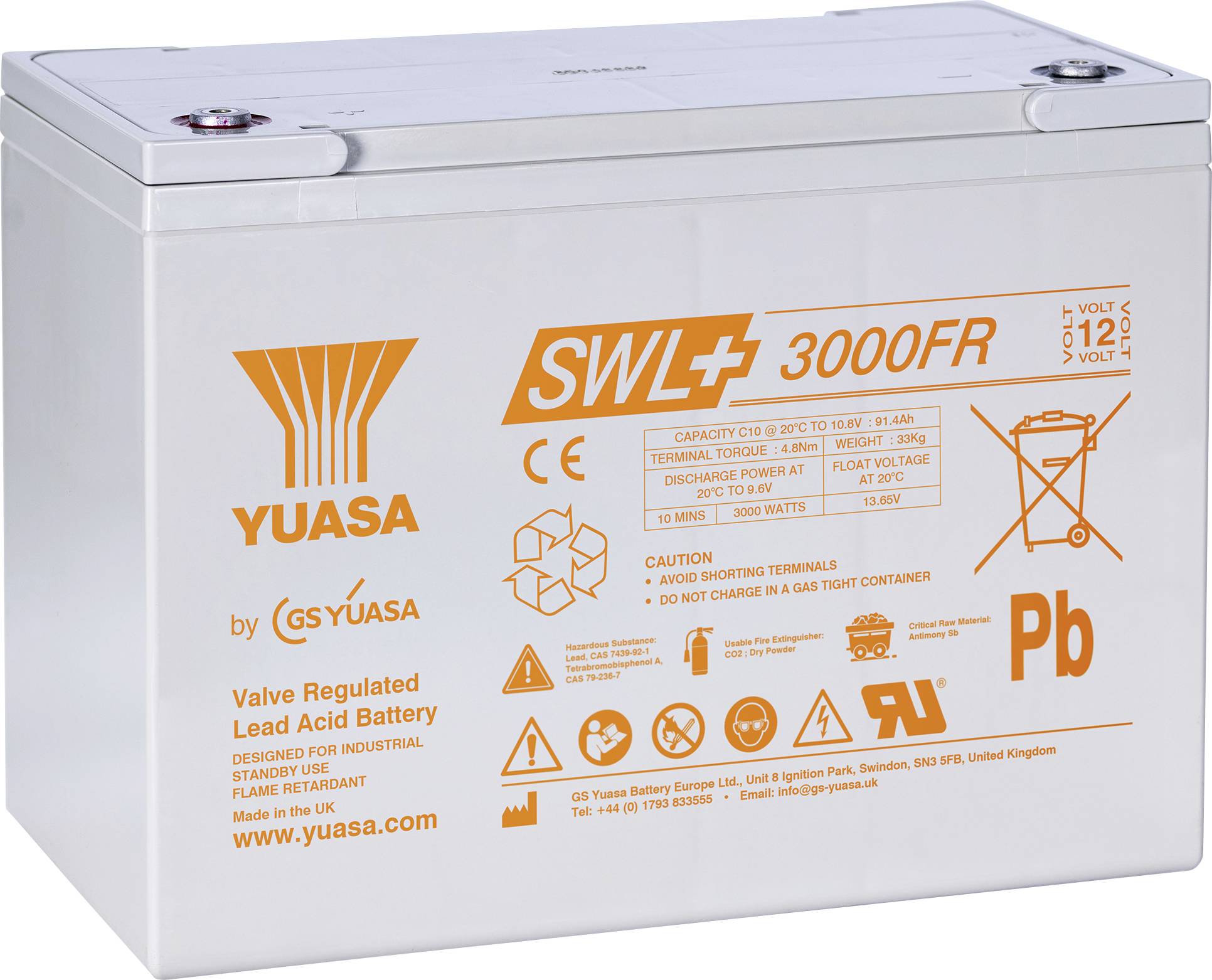 Yuasa SWL+3000FR olovni akumulator olovni AGM 12 V 93,6 Ah