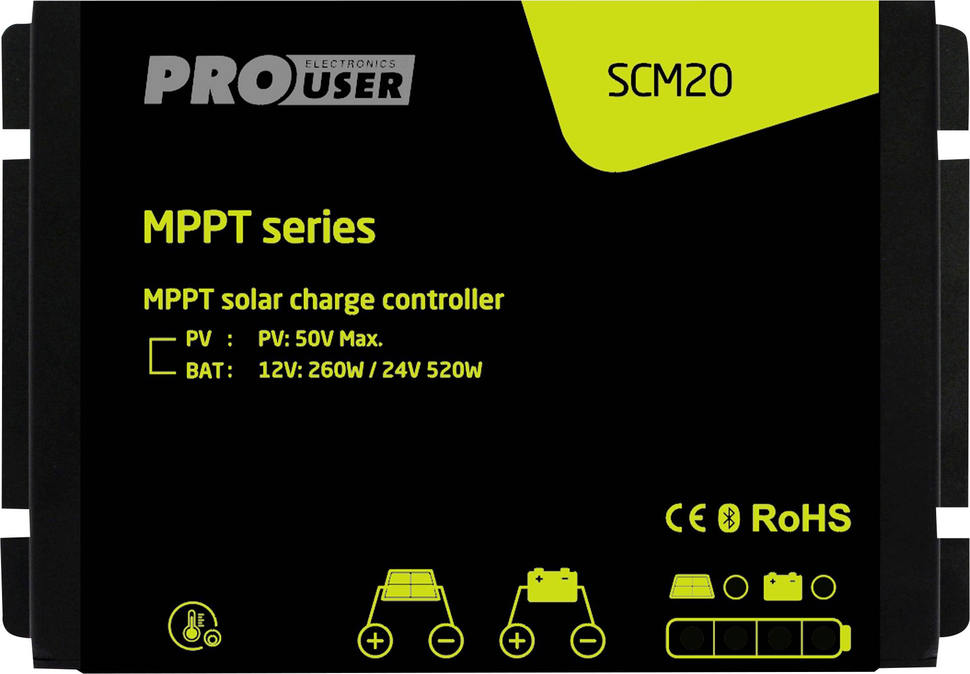 ProUser SCM20 solarni regulator punjenja MPPT 12 V/DC, 24 V/DC 20 mA do 520 Wp