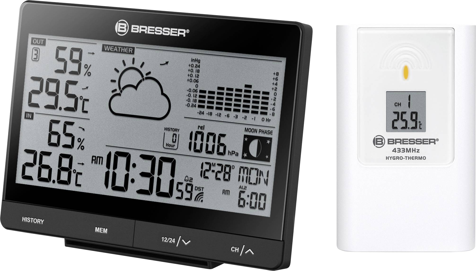 Bresser WSX 7006405 digitalna bežična meteorološka stanica domet 50 m do 3 senzora -5, +50 °C