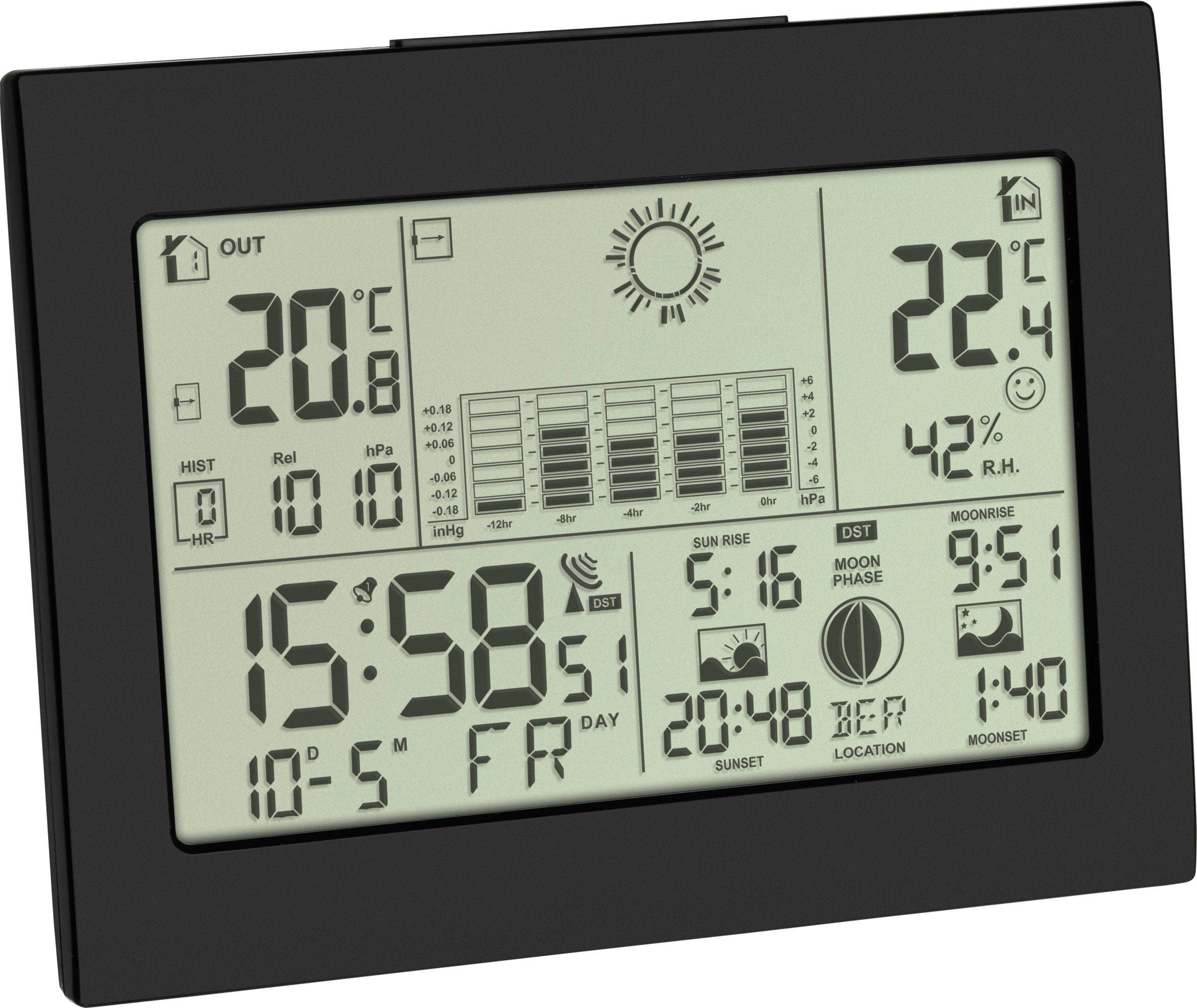 TFA Dostmann 35.1155.01 digitalna bežična meteorološka stanica domet 60 m do 3 senzora spolja -20, +60 °C