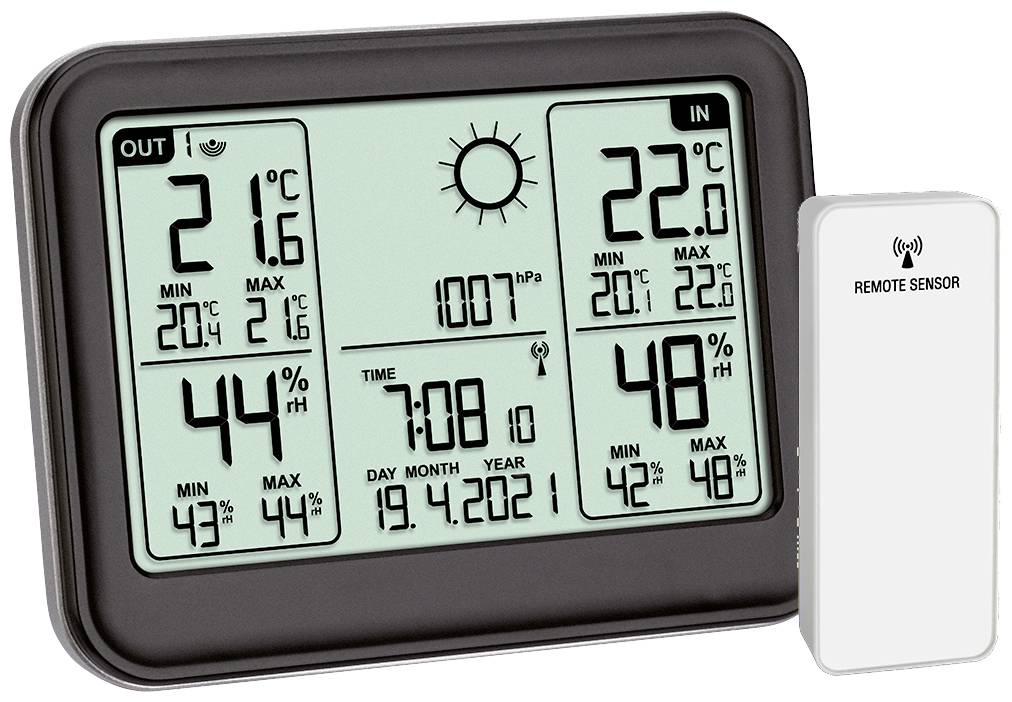 TFA Dostmann 35.1141.01 digitalna bežična meteorološka stanica domet 60 m do 3 senzora