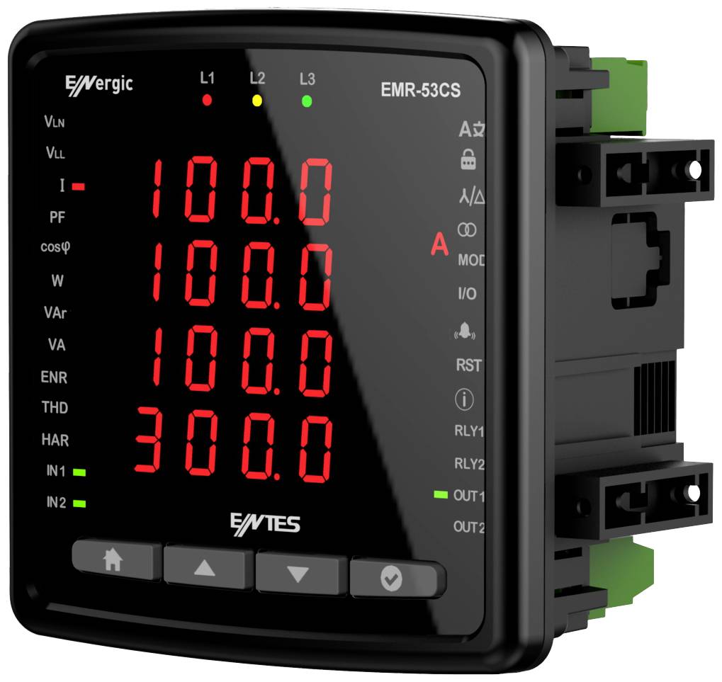 ENTES EMR digitalni ugradni merni instrument 480 V, 5 A LED crna