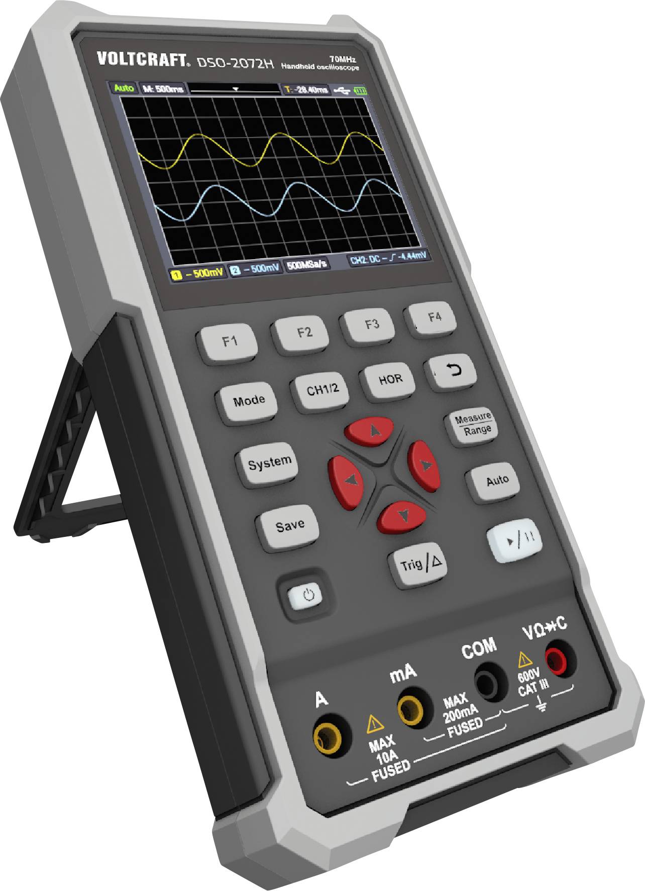 VOLTCRAFT DSO-2072H ručni osciloskop 70 MHz 2-kanalni 250 MSa/s