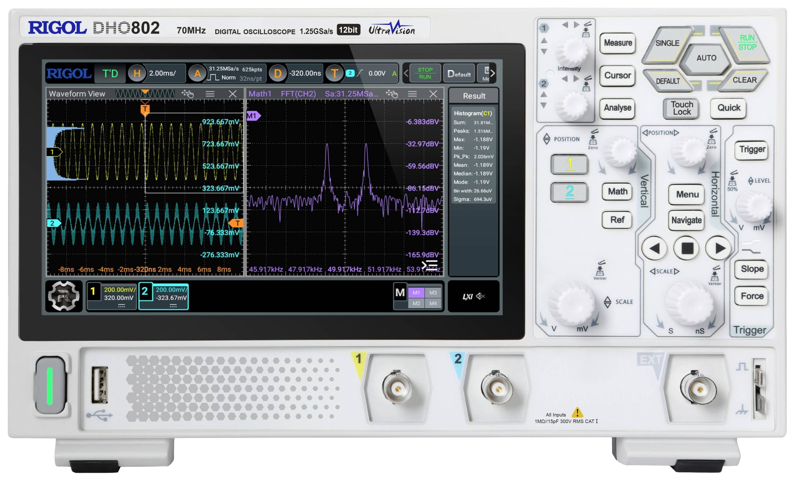 Rigol DHO802 digitalni osciloskop 70 MHz 2-kanalni 1,25 GSa/s
