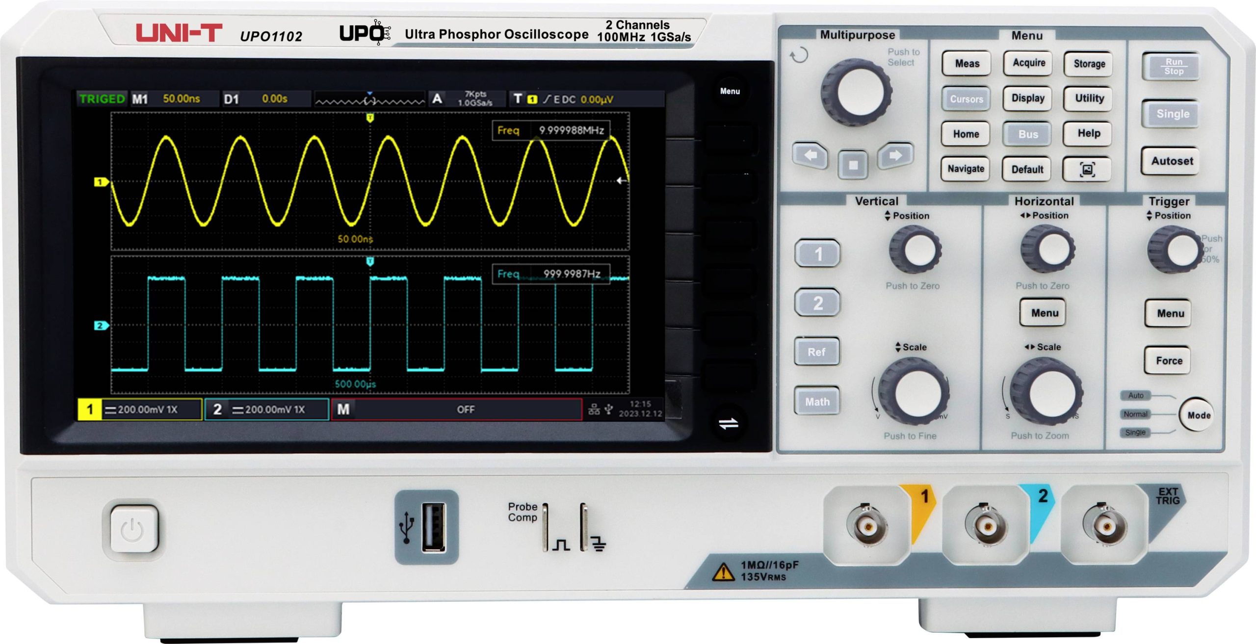UNI-T UPO1102 digitalni osciloskop 100 MHz 2-kanalni 56 Mpts