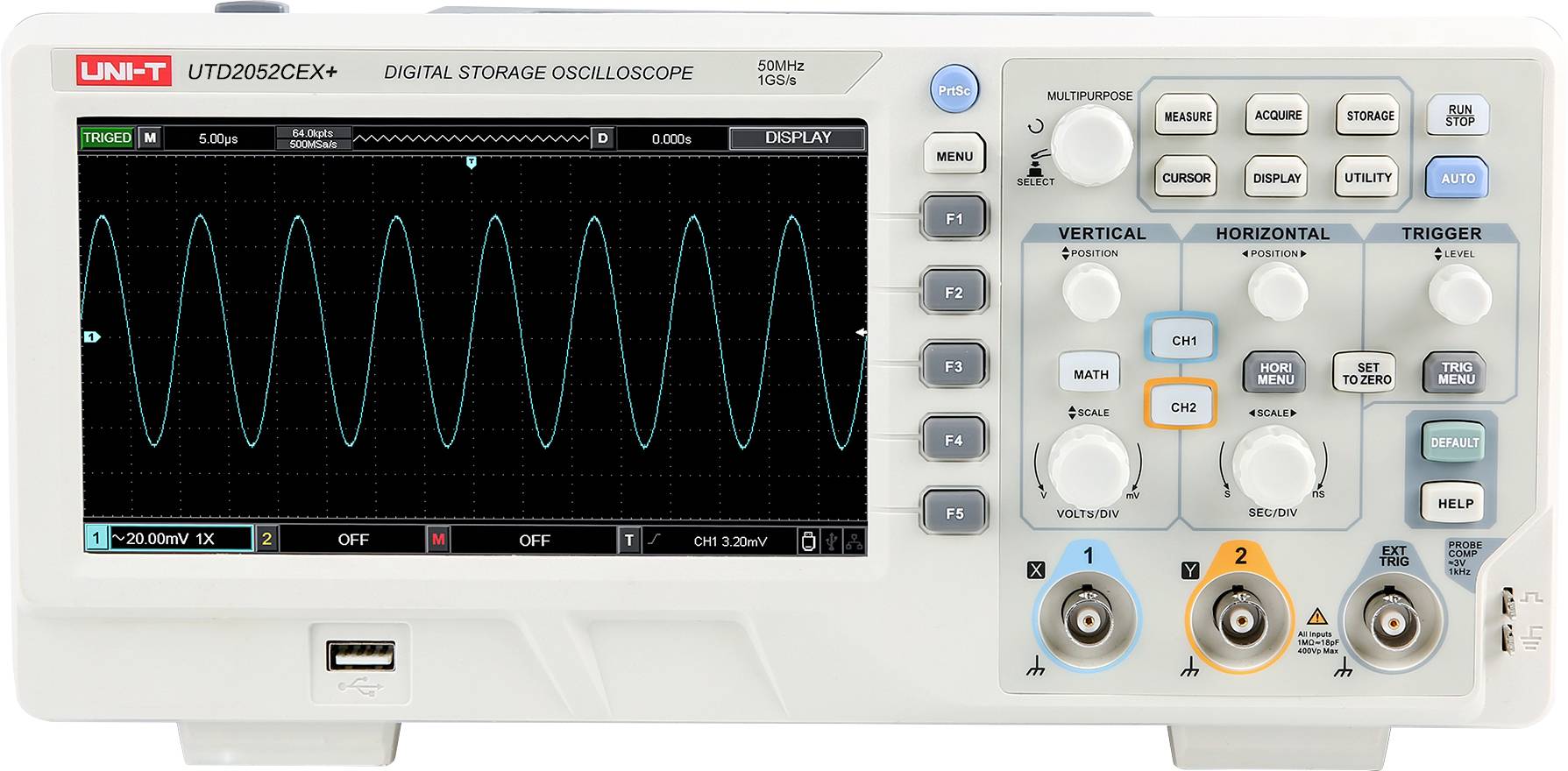 UNI-T UTD2052CEX+ digitalni osciloskop 50 MHz 2-kanalni 64 kpts