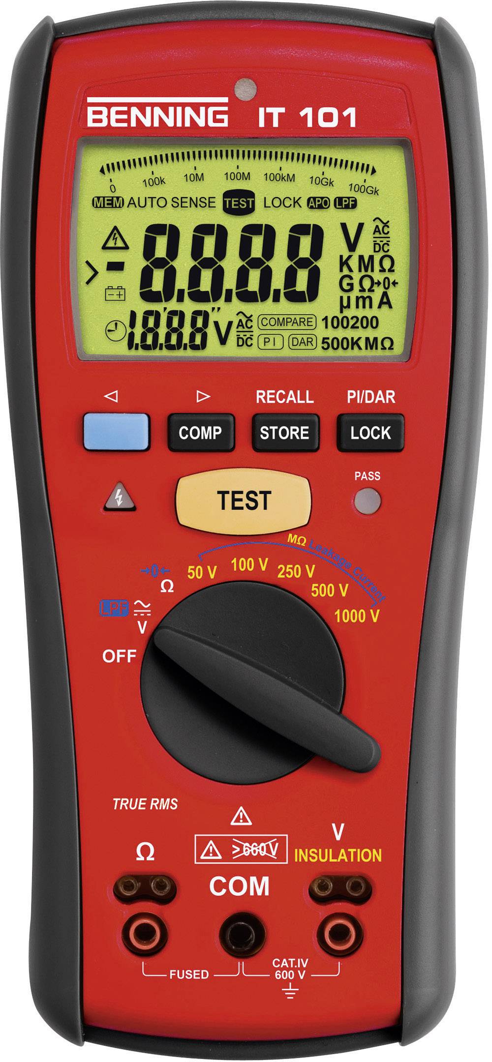 Benning IT 101 merač otpora izolacije 50 V, 100 V, 250 V, 500 V, 1000 V 20 GΩ 0 - 40 kΩ
