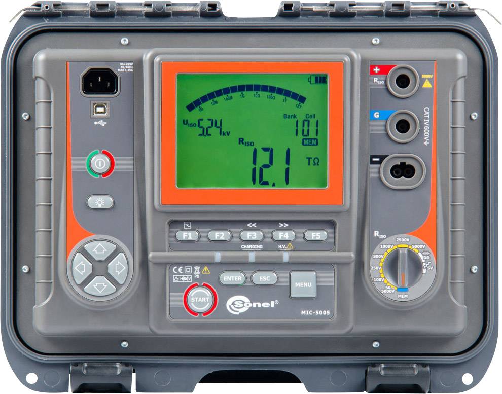 Sonel MIC-5005 merač otpora izolacije 15 TΩ CAT III 1000 V, CAT IV 600 V digitalni (LCD)