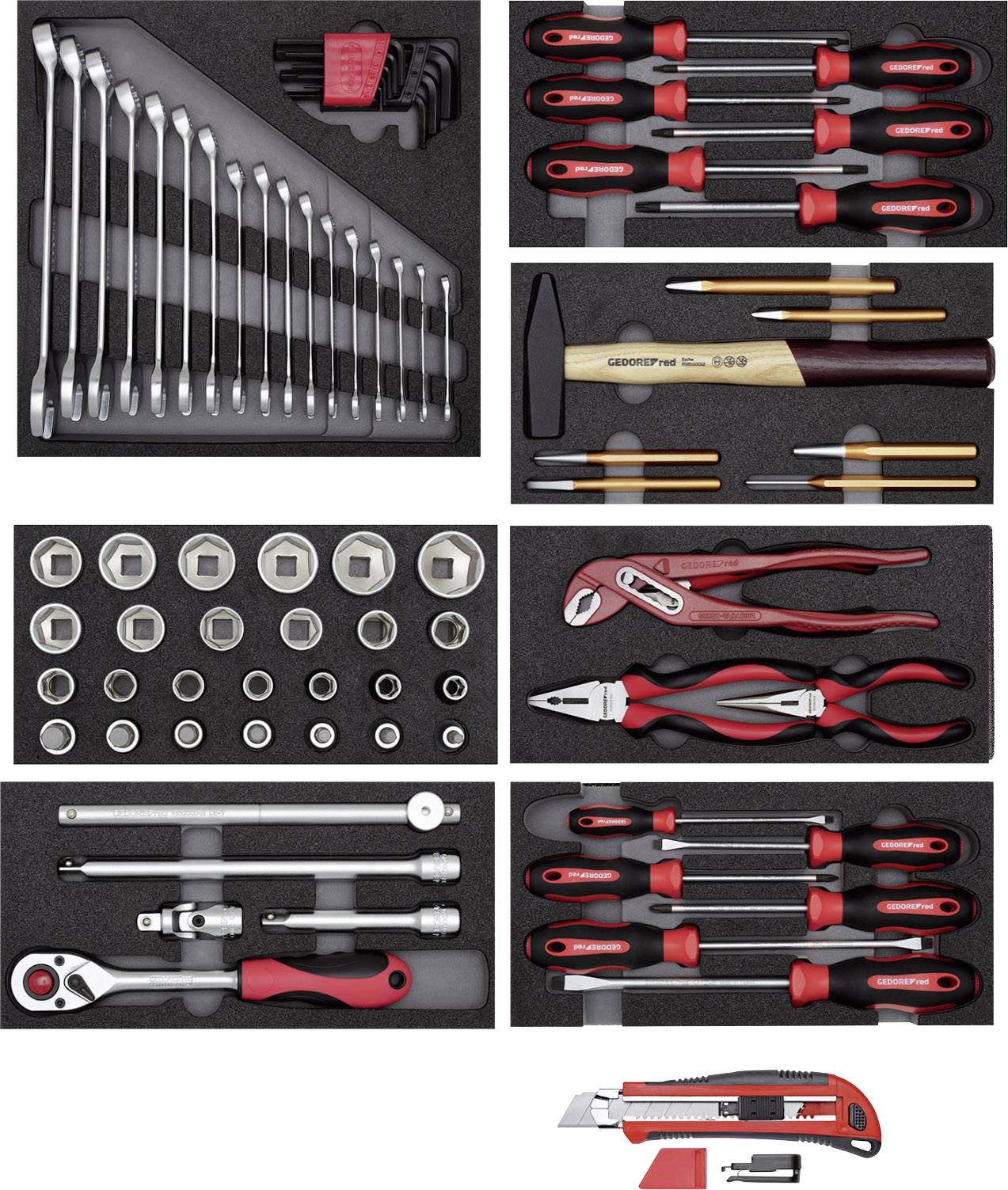 Gedore RED R21010000 set ključeva, klešta i čekića