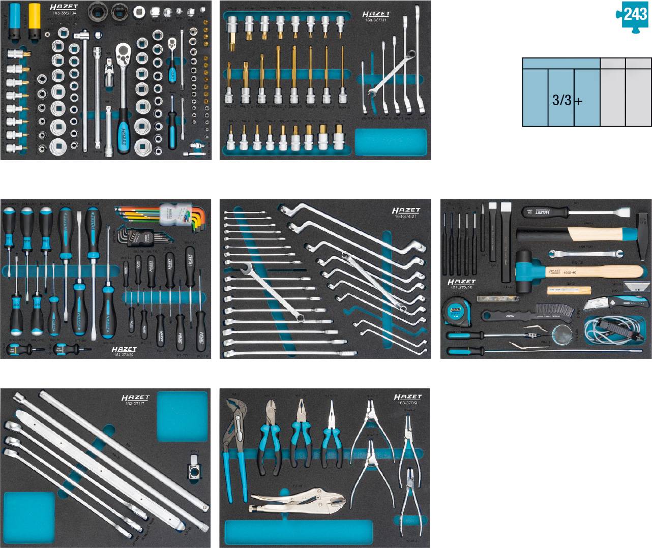Hazet 0-2500-163/242 set alata za automobilski servis, 242 dela