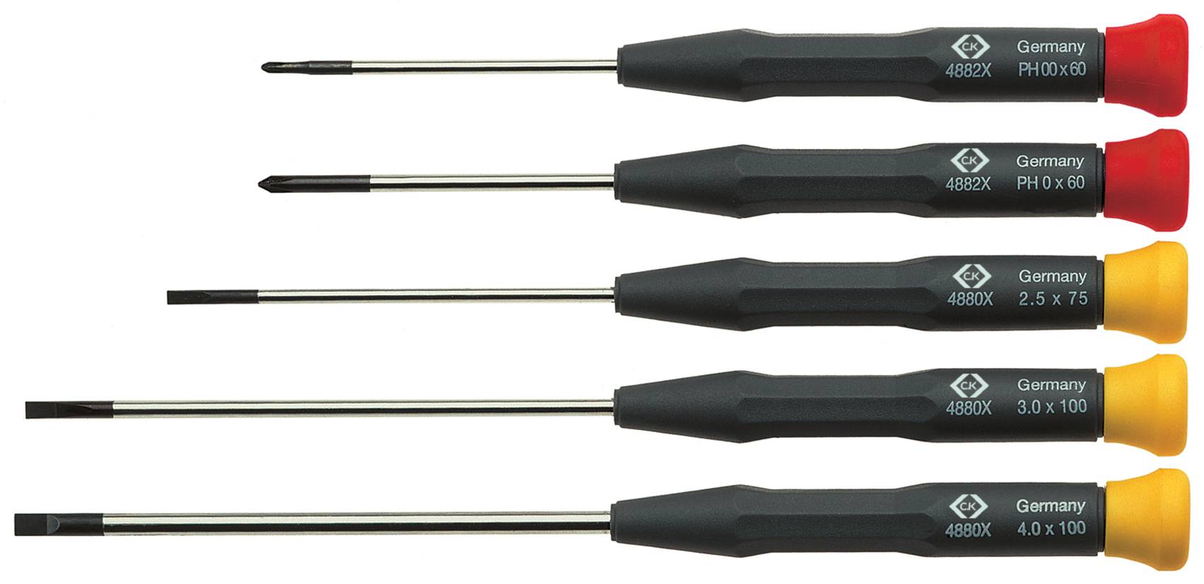 C.K T4880X/5 set odvijača, pljosnati/PH, 5 delova, za elektroniku i finomehaniku