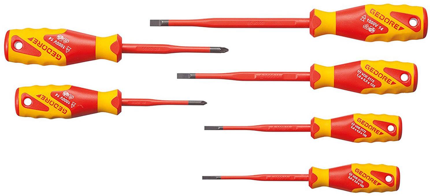 Gedore SLIM DRIVE set odvijača, krstasti/pljosnati, 6 delova, VDE
