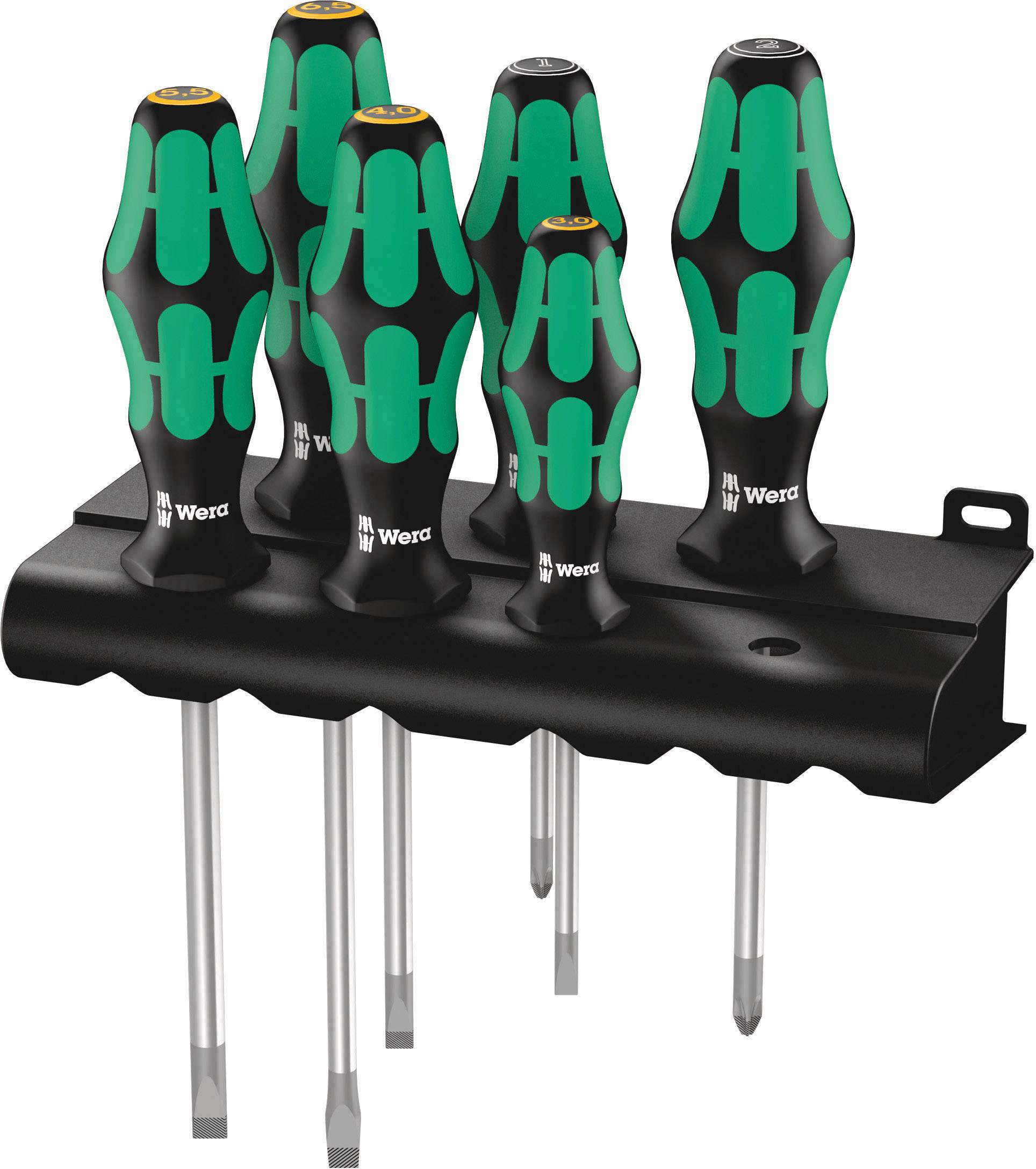 Wera 334/355/6 Rack set odvijača, pljosnati/PZ, 6 delova, za radionicu