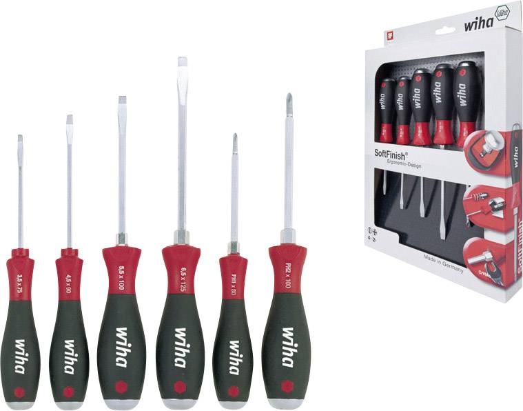 Wiha 21250 SoftFinish set odvijača, pljosnati/PH, 6 delova, za radionicu