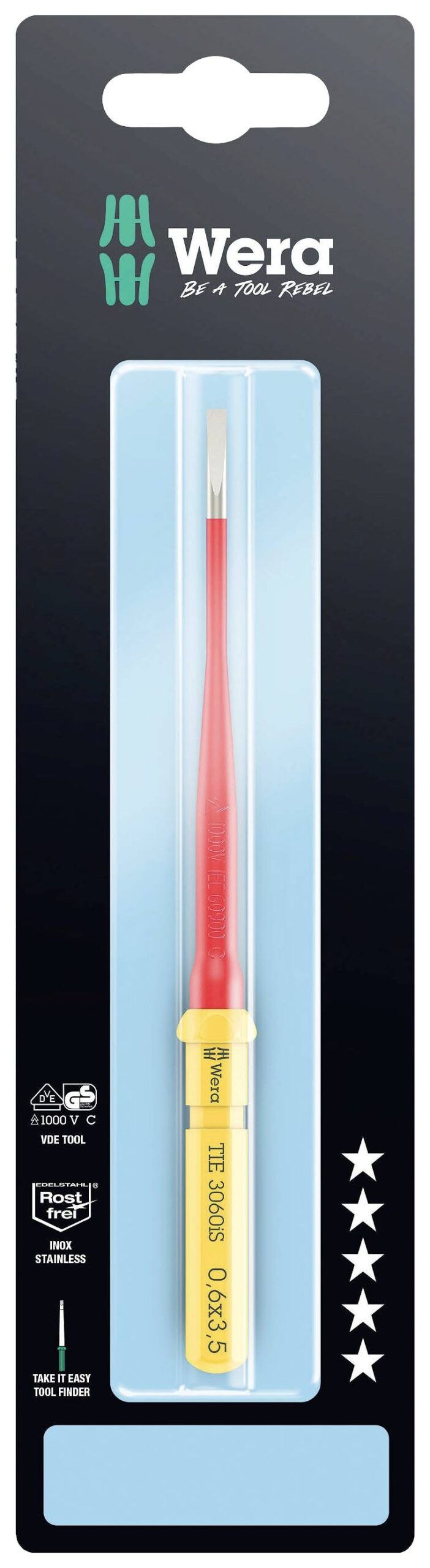 Wera 3060 iS 0,6x3,5x157mm zamenjivo sečivo, pljosnati, 0,6 x 3,5 x 157 mm, VDE 1000 V