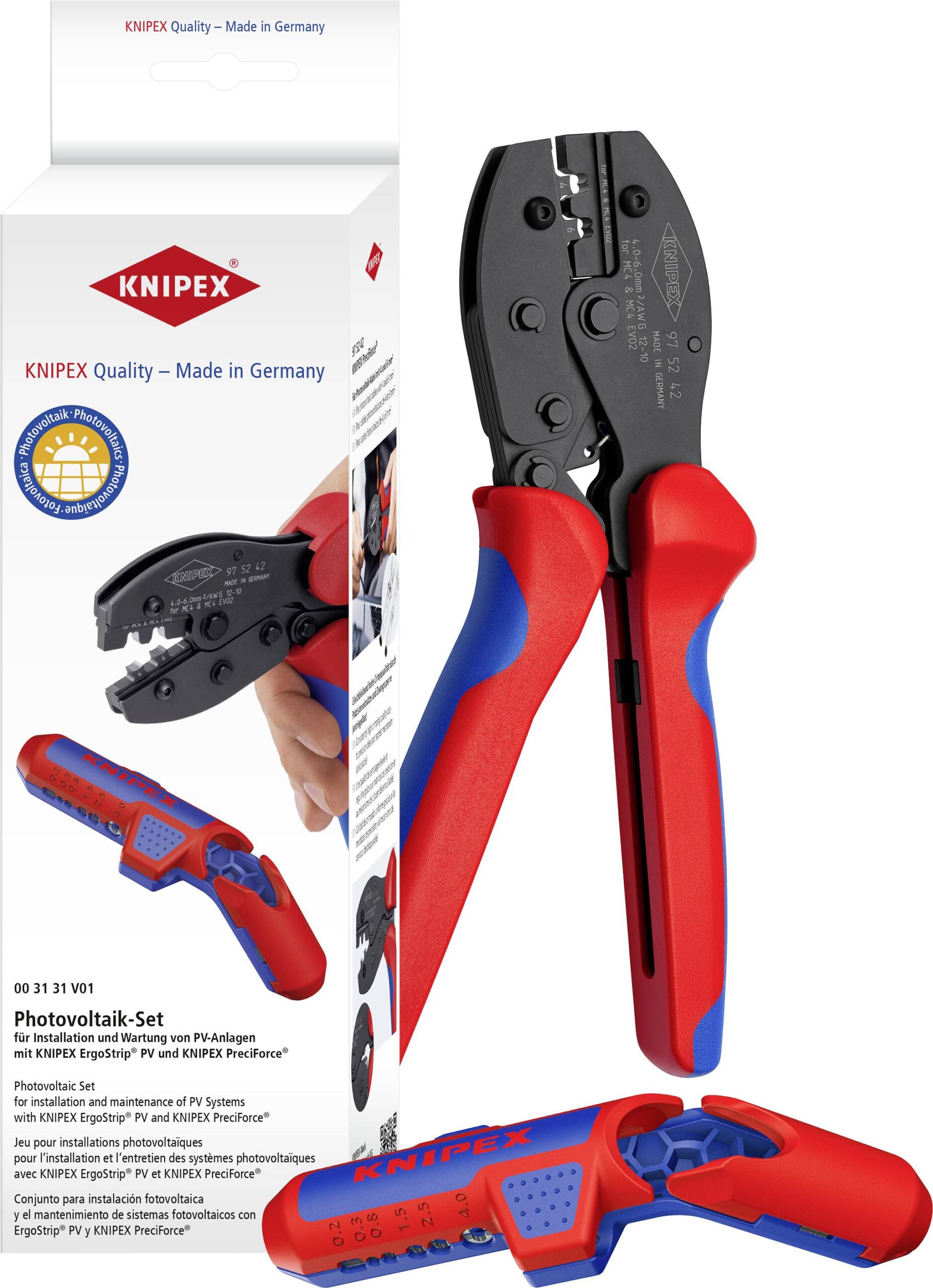 Knipex 31 V01 SB Fotovoltaični ErgoStrip set alata za skidanje izolacije