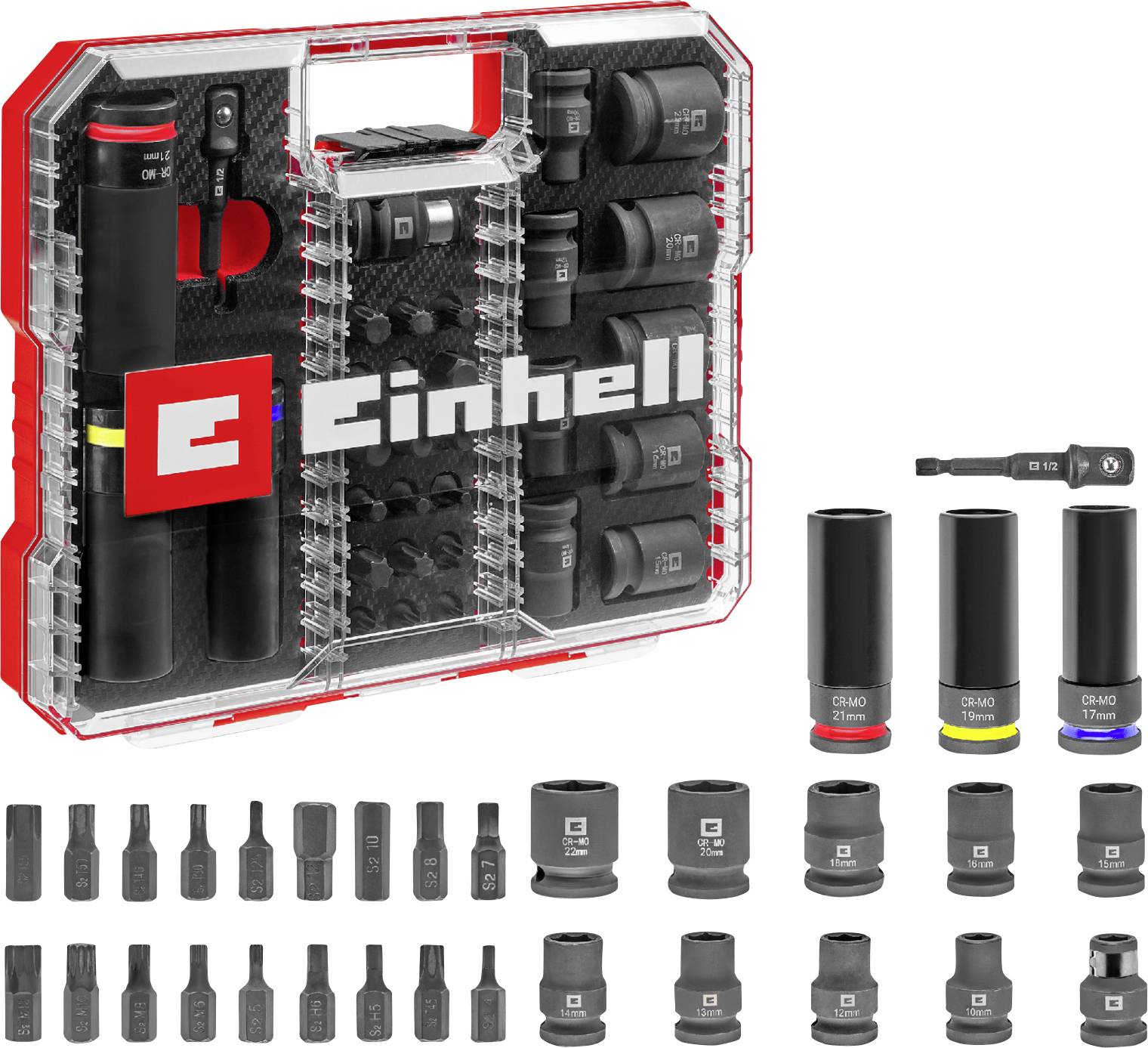 Einhell 18 x set bitova i nasadnih ključeva, unutrašnji šestougaoni, 32 dela