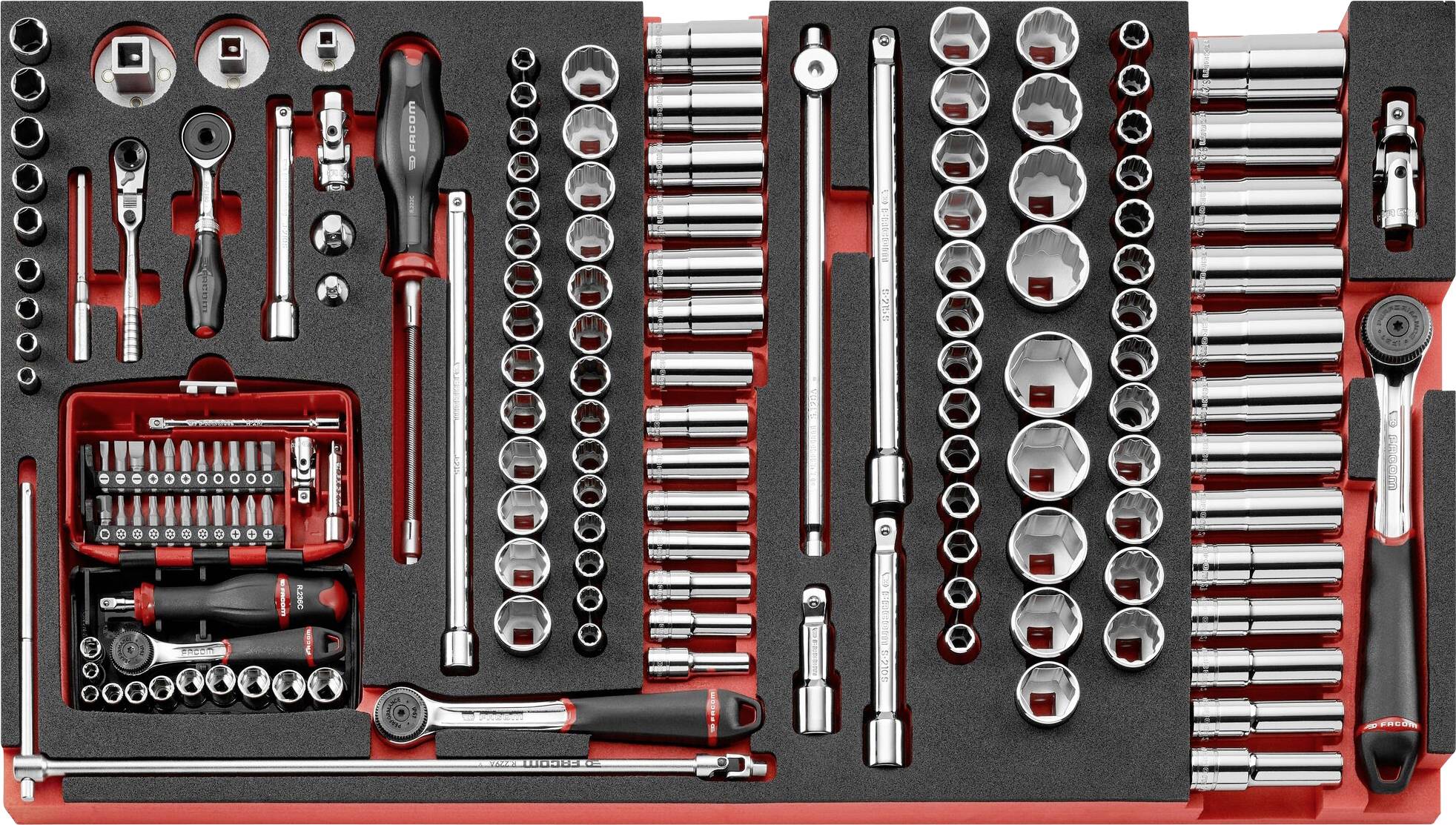 Facom MODM.XXL1 set adaptera za nasadni ključ, 1/2″ (12,5 mm), 157 delova