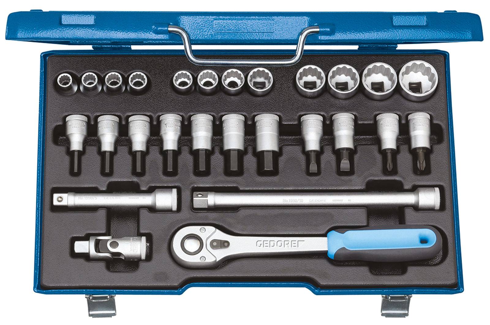 Gedore 6140090 set nasadnih ključeva, 1/2″ (12,5 mm), 27 delova