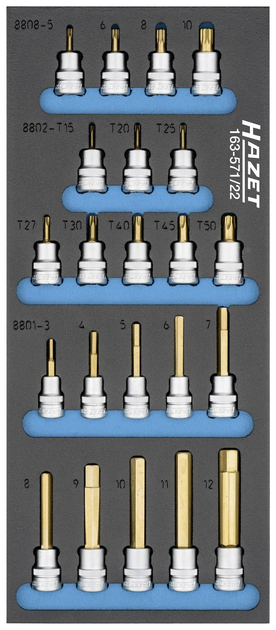 Hazet 163-571/22 set nasadnih ključeva, 3/8″ (10 mm), 22 dela