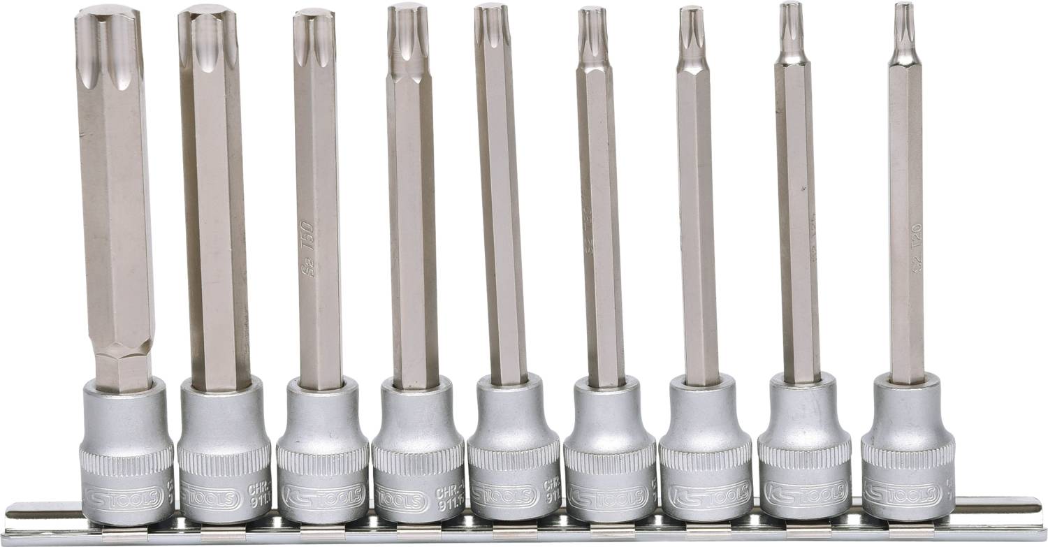 KS Tools T20-T60 set nasadnih ključeva, 9 delova, dužina 110 mm, hrom-vanadijum čelik