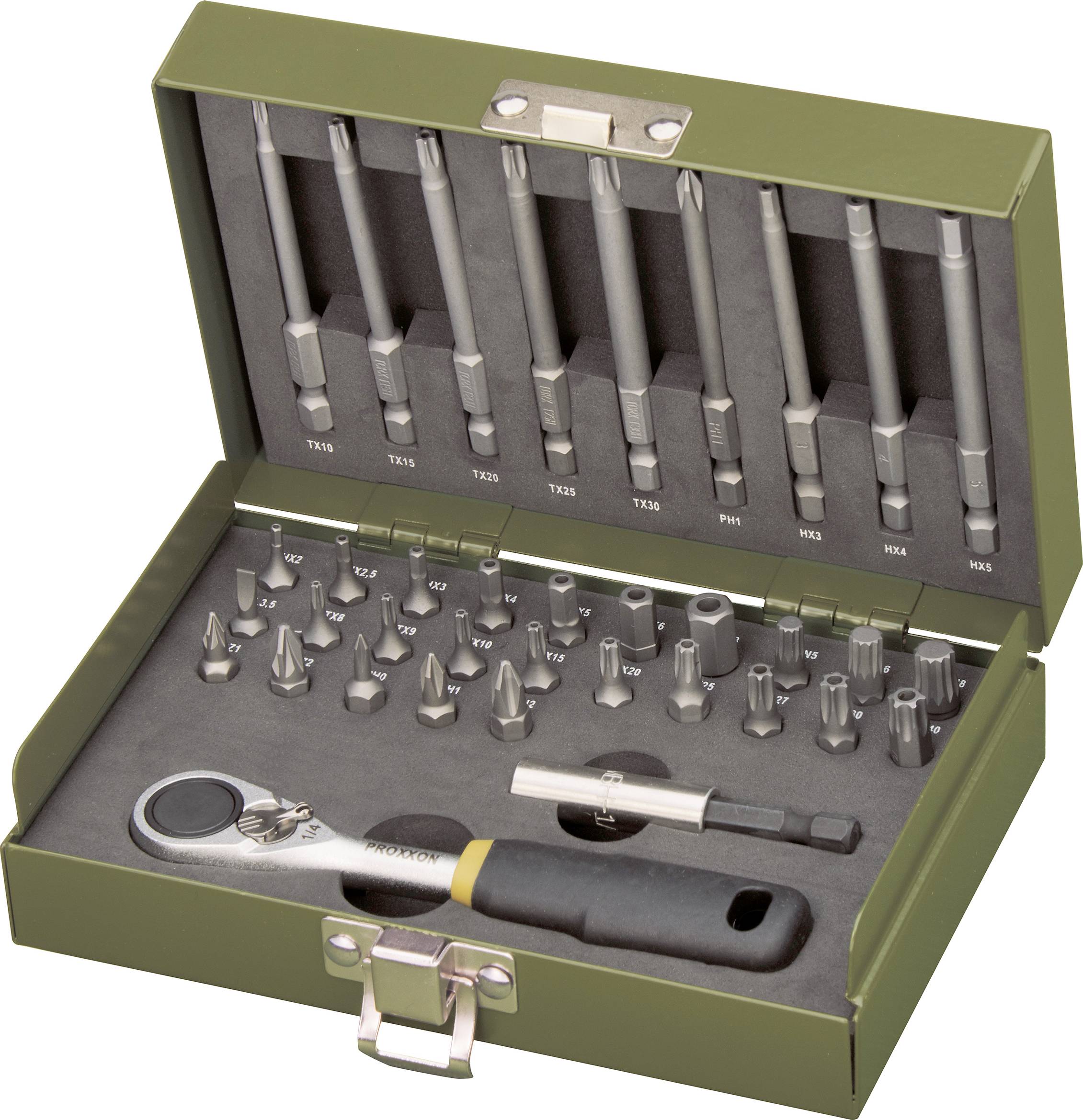 Proxxon 23109 precizni set nasadnih ključeva, 1/4″, 36 delova