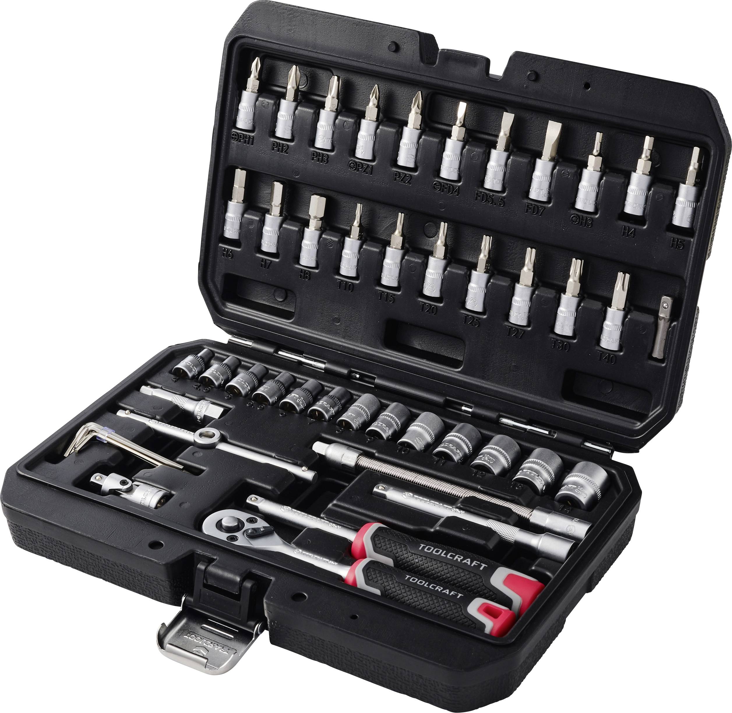 TOOLCRAFT TO-10675383 set bitova i nasadnih ključeva, 1/4″, 48 delova
