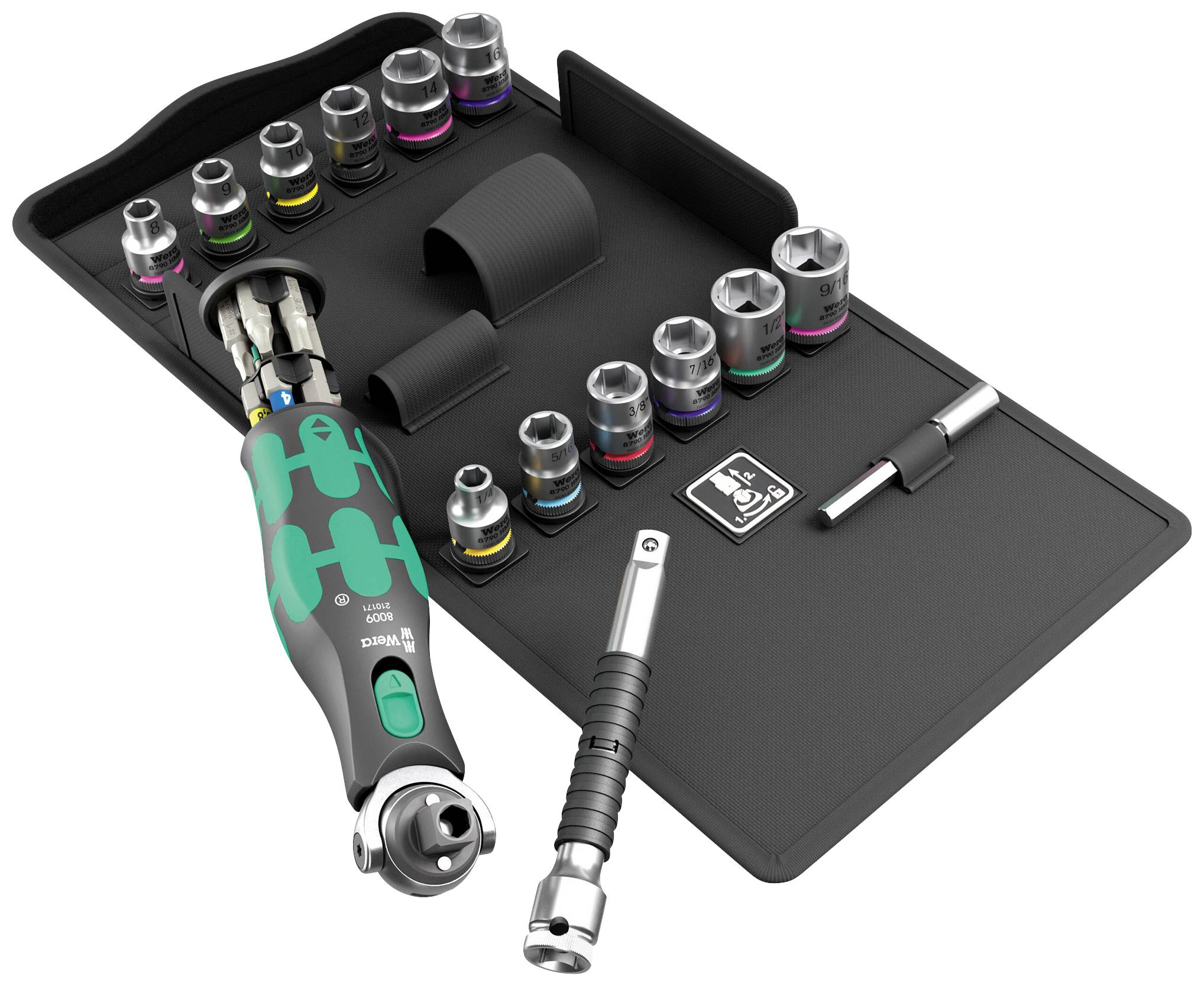 Wera 8009 set nasadnih ključeva, 1/4″ (6,3 mm), 27 delova, ključevi