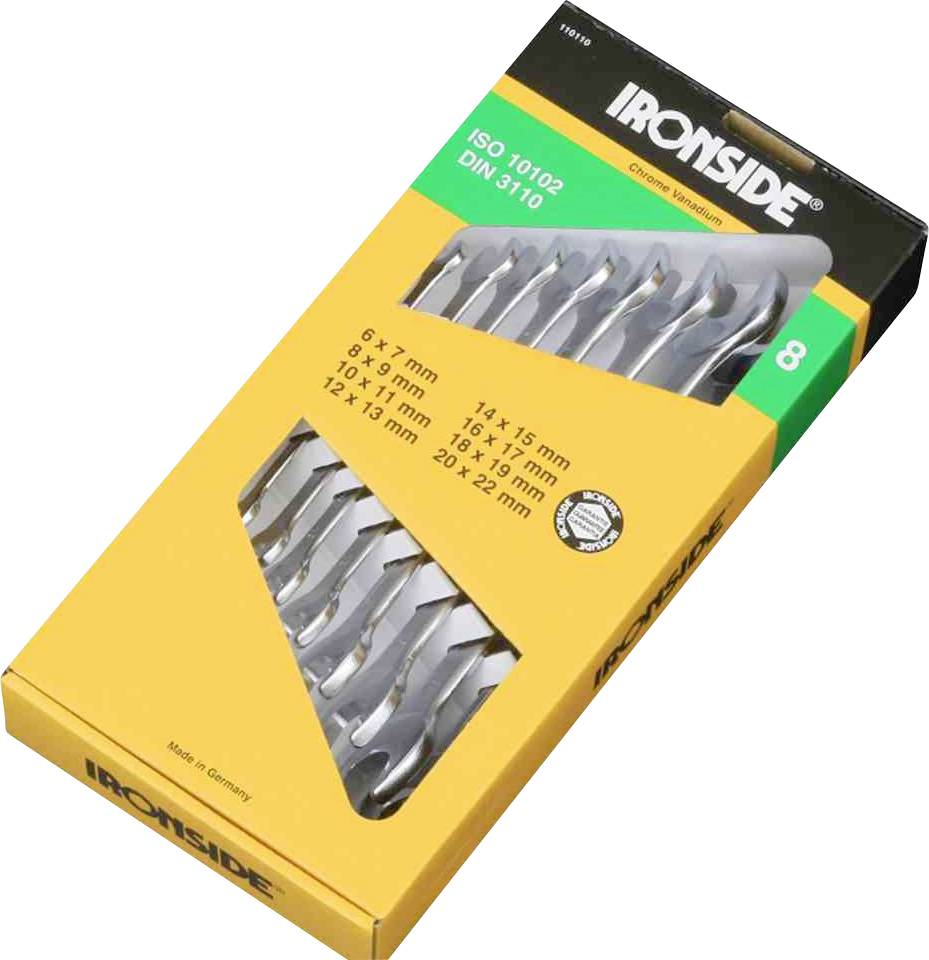 IRONSIDE 110110 set dvostranih viljuškastih ključeva, 8 delova