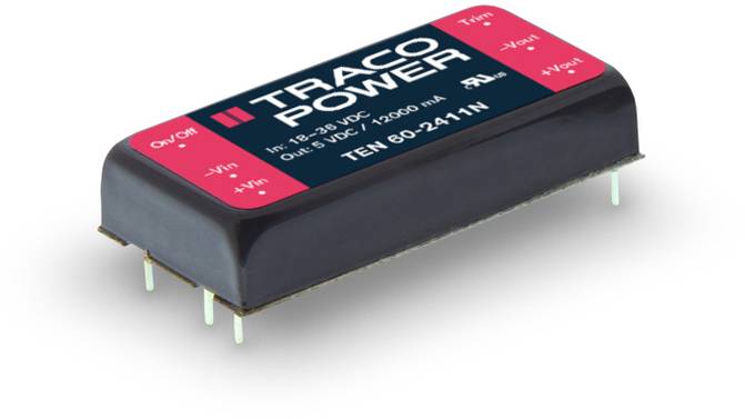 TracoPower TEN 60-2411N DC/DC napajanje - ispravljač za štampanu ploču 24 V/DC 5 V/DC 12 A 60 W Broj izlaza: 1 x.